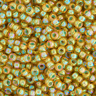 11/0 Miyuki Round Seed Beads (Light Topaz Pale Blue Lined Luster)  *approx 22 gram tube