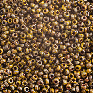 11/0 Miyuki Round Seed Beads (Opaque Dark Yellow Picasso)  *approx 22 gram tube