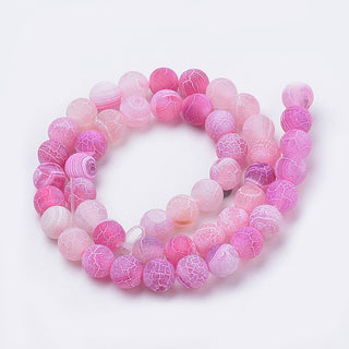 Agate "Weathered" (Frosted/Matte Pink) (8 mm rounds) 15.5" strand.  approx 46beads.