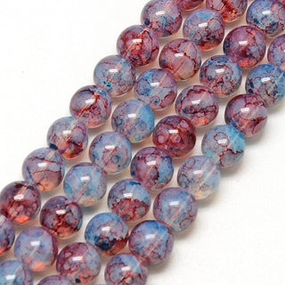 Glass  Rounds *Lavender & Blue Opalite Sheened - Round  (8mm)  *Approx 50 Beads