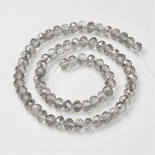 Crystal (Chinese) *Faceted Rondelle  (Grey with a Half Pearl Luster Finish)   *8 x 6mm.   Approx 70 Beads per Strand.