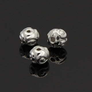 Tibetan Style Metal Alloy Rondelle Spacer Beads, Silver Color Plated, 5.5x4mm, Hole: 1mm.  (approx 25 beads/bag)