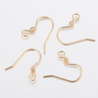 304 Stainless Steel Earring Hooks, Ear Wire, Golden, 17x18x2.4mm, Hole: 1.8mm, Pin: 0.7mm  *Packed 10 (5 Sets)