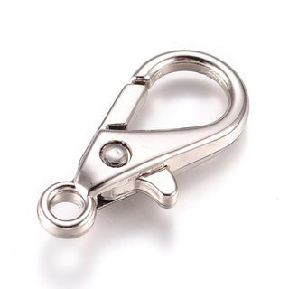 Alloy Lobster Claw Clasps, Platinum, 28x15x5mm, Hole: 3mm.  (Larger Size). Sold Individually.