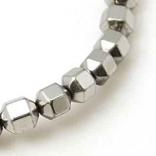 Non-magnetic Hematite Beads Strands, Faceted, Round, Silver Plated, 4x4mm, Hole: 1mm *Approx 100 Beads
