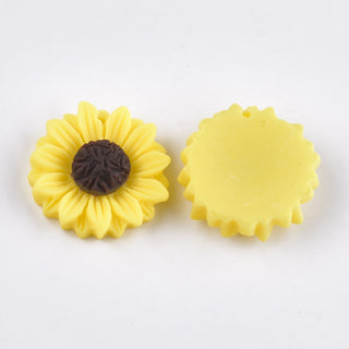 Resin Pendants/ Large Charm, Sunflower, 24x7mm, Hole: 1mm.  Sold Individually. *See Drop Down for color options.