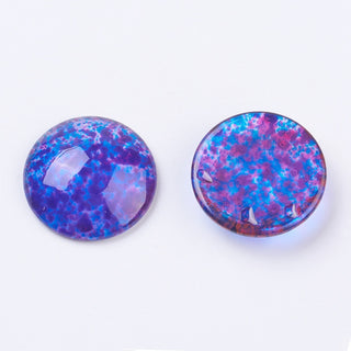 Transparent  Multi Splash Color Glass Cabochons, Half Round/Dome, Mixed Color, 25x6.5~7.5mm.  *See Drop Down for Color Options