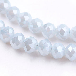 Faceted Rondelle Glass Beads.  Electroplated White Smoke,  , 4x3mm, Hole: 1mm; about 125pcs/strand, 15inches