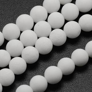 Jade (Frosted White) 8mm Round (approx 49 Beads)