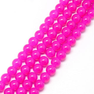 Glass Beads (Opalite Sheen on a Magenta/ Bold Pink) * 6mm (approx 60 beads)