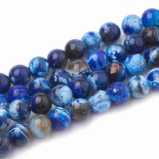 Agate (8 mm Rounds) Crackle Agate in Shades of Blue  (16" strand)