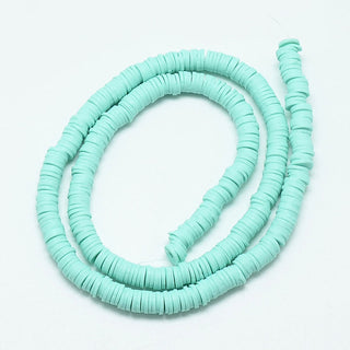 Handmade Polymer Clay Bead Strands, Heishi Beads, Disc/Flat Round, Soft Blue, 4x0.5~1mm, Hole: 1.5mm; about 320~447pcs/strand,