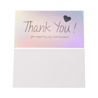 Laser "Thank You For Supporting My Small Business" Card, (Business Card Size), Rectangle, 90x50x0.3mm;  50 Cards.