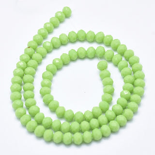 Glass Beads Strands, Faceted Rondelle , Lawn Green, *See Drop Down For Size Options!