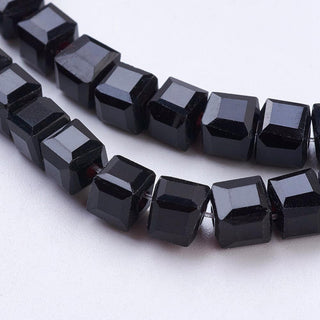 Glass Beads (Faceted  Black Cube) *See Drop Down for Size Options