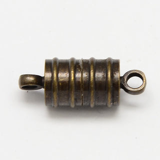 Brass Magnetic Clasps, Column, Antique Bronze, 20x8mm, Hole: 2mm  *Packed 2 Clasps