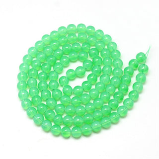 Glass Beads (Milky Aquamarine Green)   (8mm.  Approx 50 Beads)