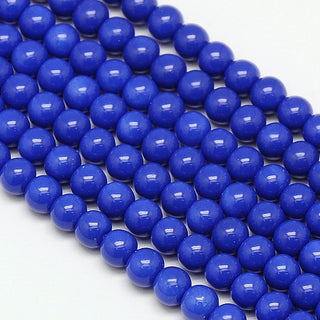 Glass Round (Deep Medium Blue)  15" strand (8 mm Beads-Approx 50 Beads))