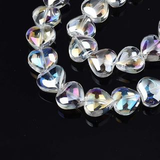 Electroplate Glass Beads Strands, AB Color, Heart, Clear AB, 9~10x10x5.5mm, Hole: 0.8mm, approx 70 Beads.