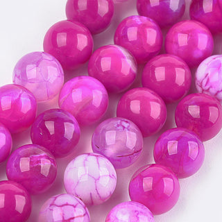 Agate (6 mm Size Rounds) Dyed Agate in Magenta  (16" strand- approx 60 Beads)
