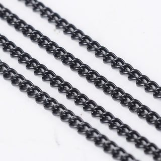 Iron Twisted Chains, Curb Chains, Electrophoresis Black, 3x2x0.6mm.  Sold By the Foot