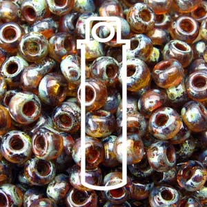 11/0 Miyuki Round Seed Beads (Picasso Transparent Light Smoky Topaz)  *approx 23 gram tube
