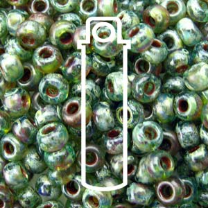 11/0 Miyuki Round Seed Beads (Picasso Olivine Transparent)  *approx 23 gram tube