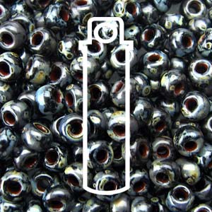 11/0 Miyuki Round Seed Beads (Picasso Smoky Black Matte)  *approx 23 gram tube
