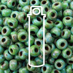 11/0 Miyuki Round Seed Beads (Picasso Seafoam Green Matte)  *approx 23 gram tube