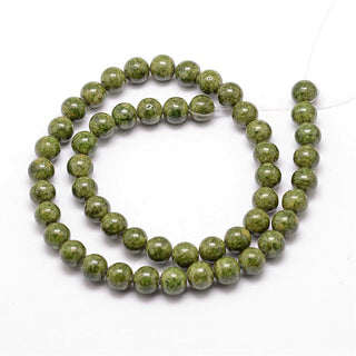 Fossil (8mm Rounds) *Approx 48 Beads  *Granny's Green