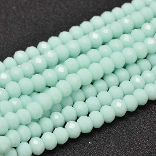 Glass Beads Strands, Faceted Rondelle , PaleTurquoise, 8x6mm, Approx 35 Beads