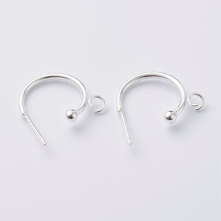 304 Stainless Steel Half Hoop Earrings, Silver, 24x20x3mm, Pin: 0.7mm.   (Packed 2 Ear Wires.  Does not include Backs).