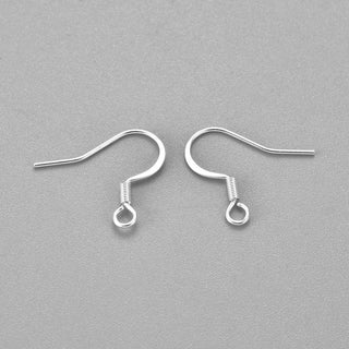304 Stainless Steel French Earring Hooks, Flat Earring Hooks, Ear Wire, Silver, 17~18x17~20x1.5mm, Hole: 2.5mm, Pin: 0.8mm (Packed 10 Earwires)