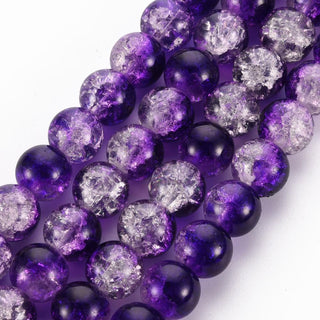 Glass (Crackle) Rounds *Clear/Purple  Round  (6mm)  *approx 60 Beads
