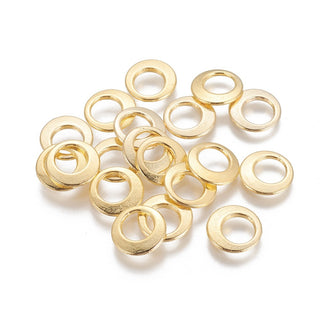 Alloy Rounds (Flat) , Donut Style, Golden, 12x2mm, Hole: 8mm. (Packed 25).  *great for delicate earrings/ bracelet charms....
