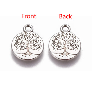 Tree of Life Charm.  (Full Charm with impressed Tree).  19 x 15 x 2mm.   (Hole 2mm).   See drop down for pack size options
