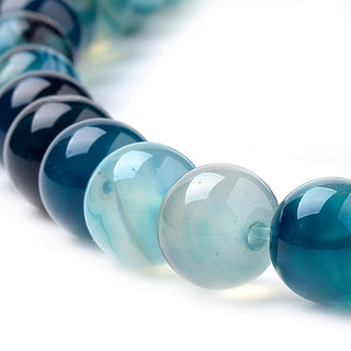 Agate  (rounds)  Striped/ Banded Blue.   *16" Strand.  See Drop Down for Size Options