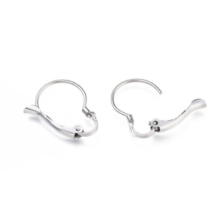 304 Stainless Steel Leverback Earrings, Stainless Steel Color, 18x15x3.5mm, Pin: 0.8mm (Packed 10 Earwires)