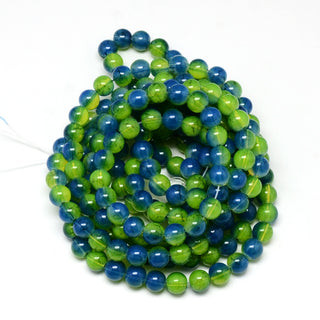 Glass Beads (Round) 8mm *Blue/ Green Ombre Style (More Transparent than pic)   (16" Strand)