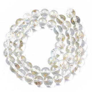 Glass Rounds *Clear with Gold Foil Splatter. Round  (8mm) *Approx 50 Beads.