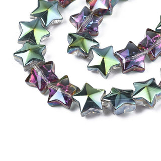 Star Beads! Electroplate Glass Beads Strand, 12x13x7mm.   (15 Beads)  *See Drop Down for Color Options