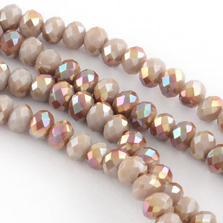 Faceted Glass Rondelle (6 x 4mm) *Half Rainbow Plated.  Thistle Pink (approx 100 beads per 15.5" Strand)