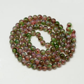 Glass Beads Strands, Round, Milky MistyRose & Barely There Green, 6mm,  (approx 60 Beads)