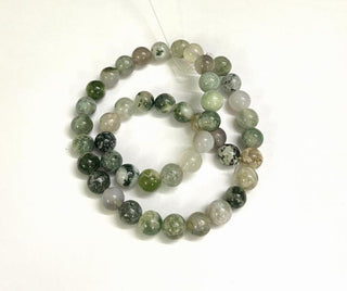 Agate (8mm rounds) 15.5" strand.  approx 50 beads.  *Greens/White
