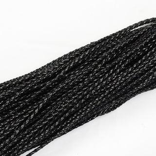 Braided Imitation Leather Cord.  (Vegan Leather).  3mm.  (Black).  12 Foot Roll.