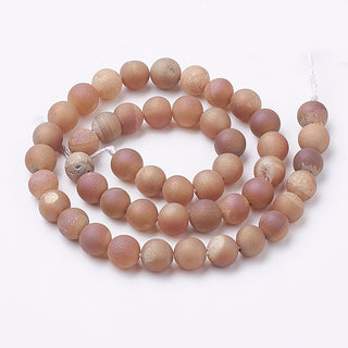 Electroplated Natural Druzy Geode Agate Beads. (Peach)  ( See Drop Down for Size OPtions)