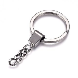 Iron Split Key Rings, with Iron Curb Chains, Keychain Clasp Findings,  Rich Gunmetal Color, 62mm