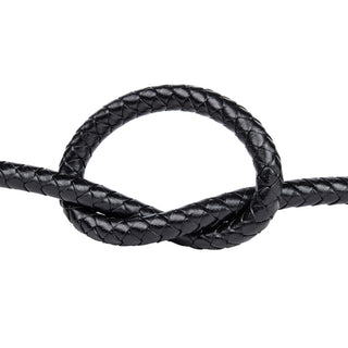 Braided Leather Cord (Black).  8mm Diam.  *2 Foot Length.