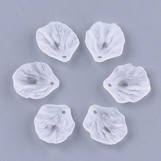 Transparent Acrylic Charm/ Pendants, Frosted, Leaf, Clear, 19.5x17x4.5mm, Hole: 1.5mm.  (Packed 25)