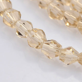Bicone Glass Beads Strands, Faceted, Taupy Peach, 3x3mm, Hole: 1mm; about 75 pcs/strand, 6" Strand.